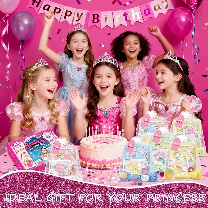 Spa Party Supplies for Women, 12 PCS Spa Party Favors Include Face Masks Skincare, Hand Cream, Lip Balm, Under Eye Patches, Lip Mask and Foot Bath Bombs for Birthday Sleepover Party