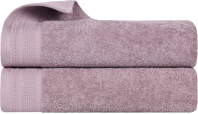 Superior Honeycomb Cotton Medium Weight Towels, for Bathroom, Shower, Spa, Pool, Quick Dry, Adults, Home Essentials, Textured Waffle Border, Oversized Large Towels, Bath Sheets, Set of 2, Sea Fog