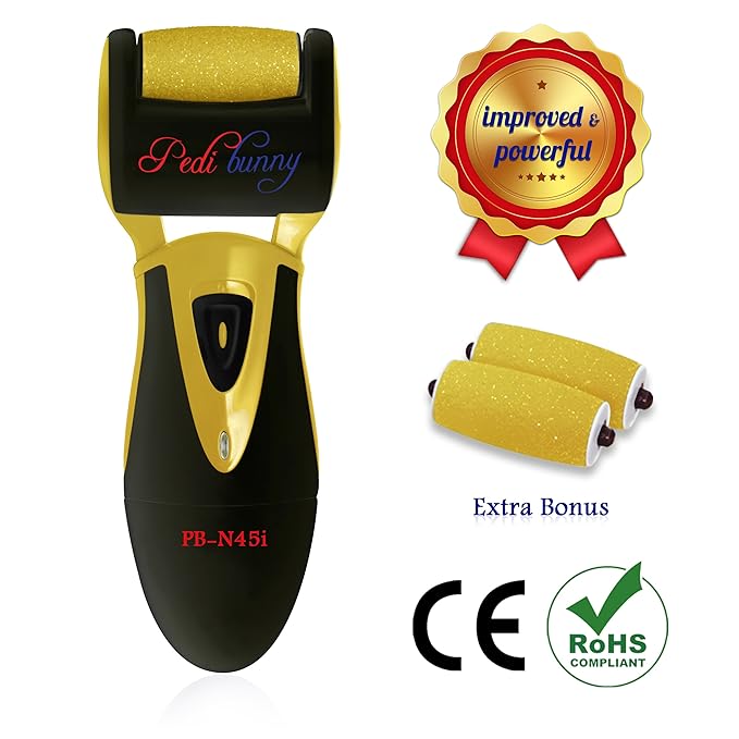Electric Callus Remover for Feet - Rechargeable Foot File and Dead Skin Remover with 3 Rollers - Professional Pedicure Tool and Foot Sander for Cracked Heels, Hard Calluses - Waterproof Foot Scrubber