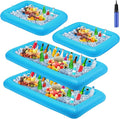 Leitee 4 Pcs Inflatable Ice Serving Bars Buffet Serving Tray Drink Cooler for Pool Party Inflatable Ice Tray Floating Food Drink Containers with Drain Plug and a Hand Pump, 2 Sizes (Blue)