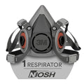 3M Half Facepiece Reusable Respirator 6100, NIOSH, Four-Point Harness, Comfortable Fit, Dual Airline Supplied Air Compatible, Bayonet Connections, Painting, Sanding, Cleaning, Small