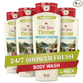Old Spice Cleansing Body Wash for Men, 24/7 Shower Fresh with Lasting Scent, Cleanse & Refresh, Gentle on Skin, Vitamin B3, Timber with Sandalwood + Cypress Scent, 18 oz (Pack of 4)