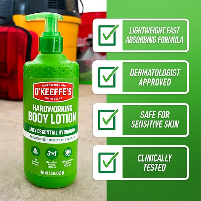 O'Keeffe's Hand and Body Lotion with Glycerin and Shea Butter - 12 oz Pump (1 Pack) - Daily Essential Hydration, Heals & Relieves Extremely Dry Skin