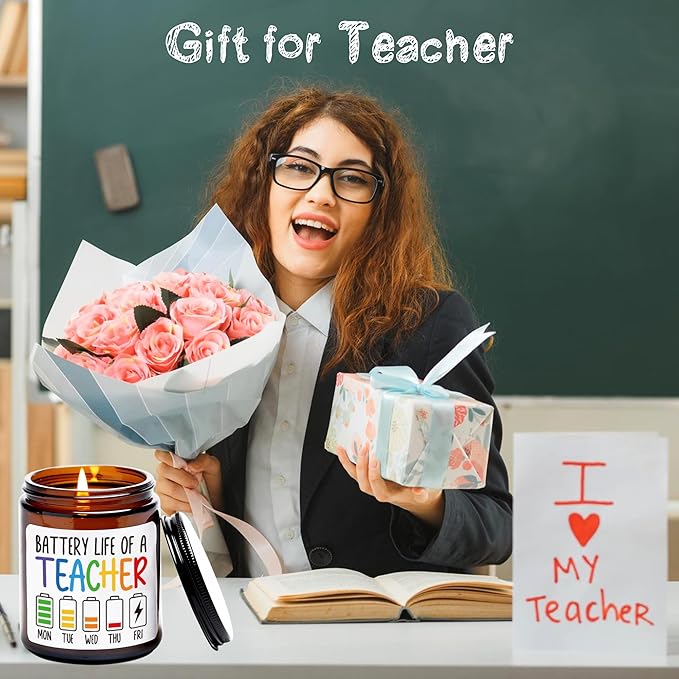 Teacher Candle Gifts for Women Men - Funny Teacher Appreciation Gifts, 7oz, Sandalwood Scented Candles
