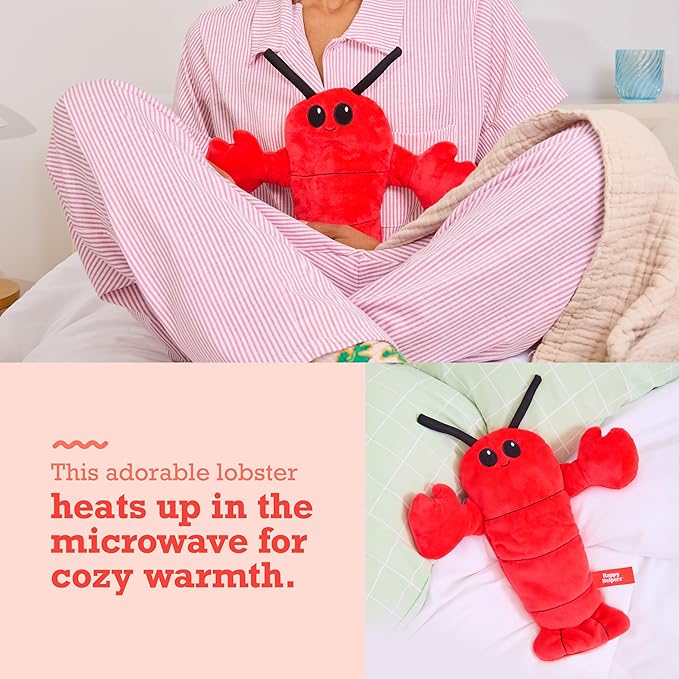 Menstruation Crustacean Lobster by Relatable, Microwavable Heating Pad for Period Cramps, Cuddly Plushies, Relaxing Gifts for Mom, Includes 1 Lavender Scented Heating Pad Plushy