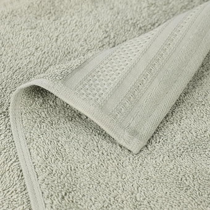 Superior Honeycomb Cotton Medium Weight Towels, for Guest Bath, Master Bathroom, Shower, Quick Dry, Adults, Home Essentials, Textured Waffle Border, Assorted Towel Set, 6 Piece Towel Set, Sage