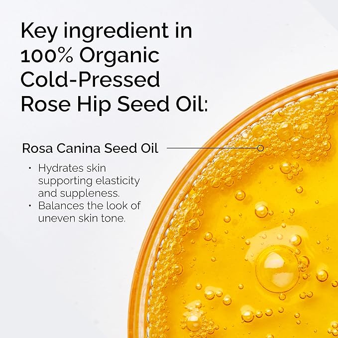 The Ordinary 100% Organic Cold-Pressed Rose Hip Seed Oil, Addresses Signs of Aging by Improving the Appearance of Uneven Skin Tone, Supporting Skin Elasticity, 1 Fl Oz