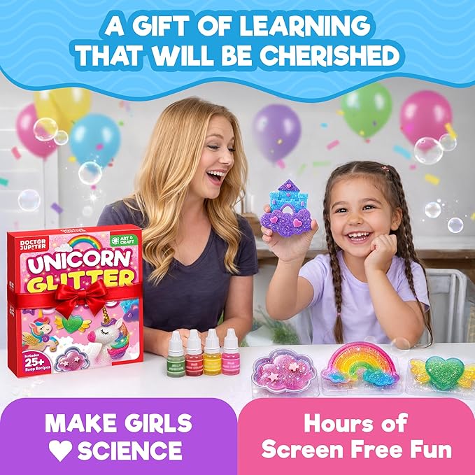 Doctor Jupiter Unicorn Soap Making Kit - Girls Crafts DIY Project for 4+ Year Old Kids | Unicorn Girl Gifts, Birthday Gift Ideas for Ages 4 5 6 7 8 12, Unicorn Toys