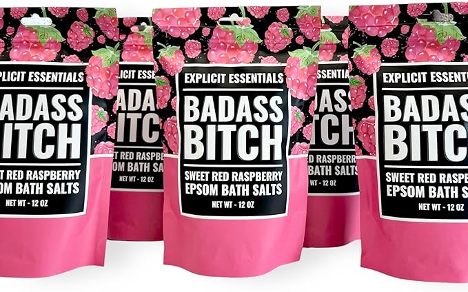 Explicit Essentials Bath Salts for Women, 12oz Raspberry Epsom Salts