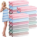 SmoothNovelty 18 Pack Microfiber Bath Towels Bulk 27'' x 60'' Oversized Size Bath Towel Highly Absorbent Extra Large Soft Drying for Beach Shower Summer Salon Sport Gym Party (Stripes,Neutral)