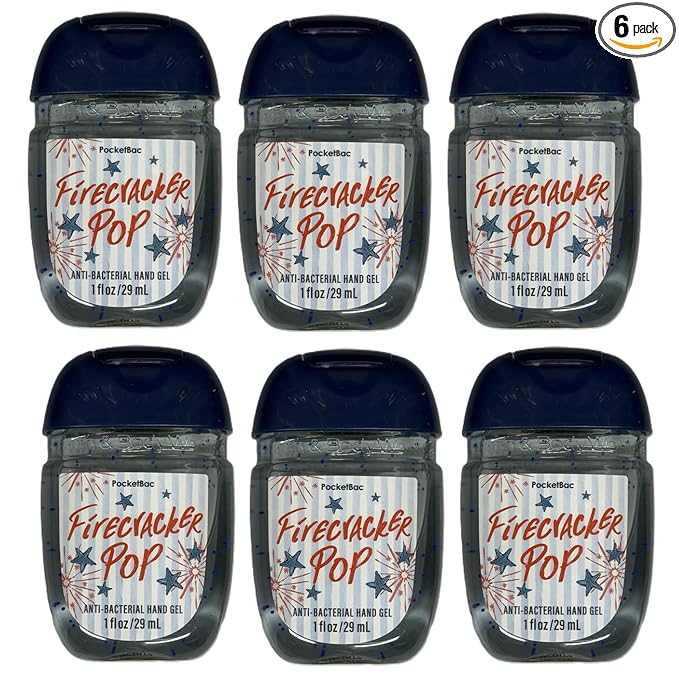 Bath and Body Works Classic and Seasonal Scents Pocketbac Gel Sanitizers - Pack of 6-1 oz each (Firecracker Pop)