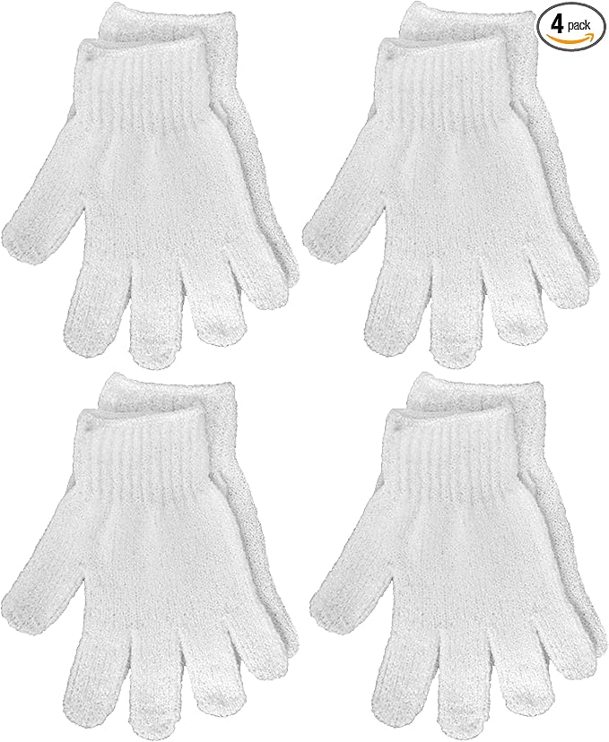 Aquasentials Exfoliating Bath Gloves (4 Pairs) (White Only)
