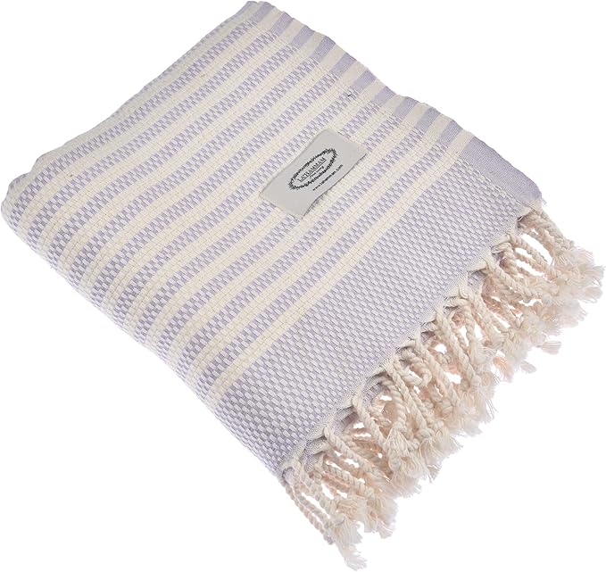 Personalized Embroidered Beach Towel | Throw Blanket, Easy Carry Sand Free, Highly Absorbent, Quick Dry, Turkish Towels for Camping Bath Sauna Beach Gym Pool Yoga SPA by Lahammam, Shiran, Lilac