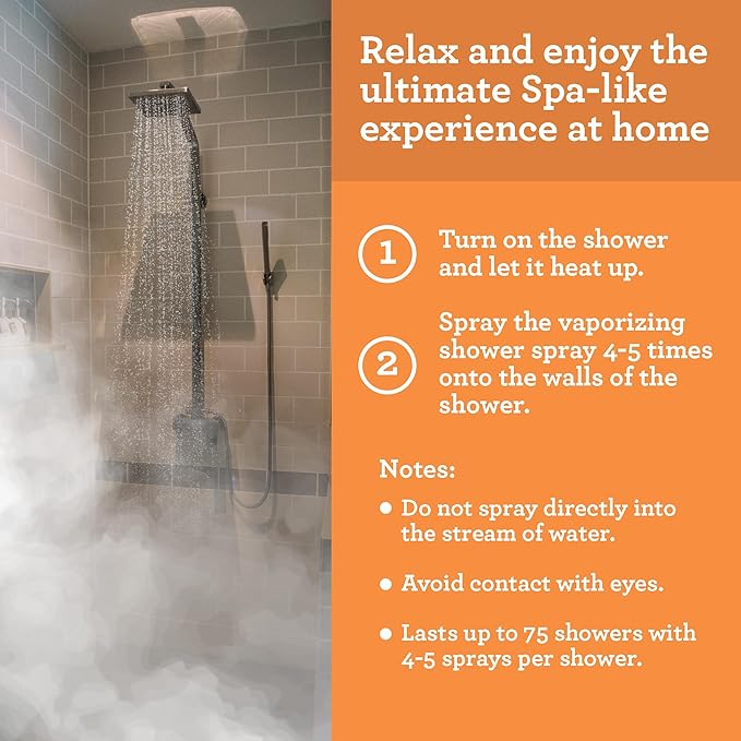 GuruNanda Uplift Vaporizing Shower Spray - 100% Natural Spa Mist with Orange & Eucalyptus to help with Mood Enhancement & Aid in Congestion (2 Fl Oz)