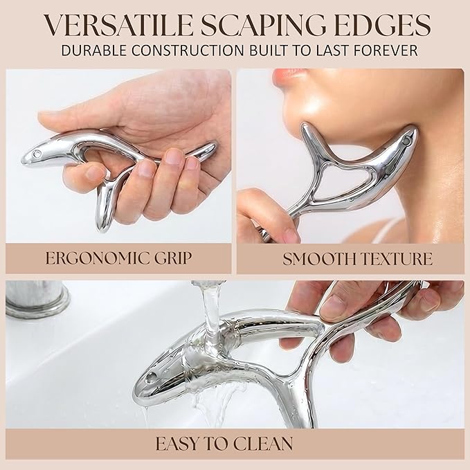 Trigger Point Massage Tool, Gua Sha Tool for Deep Tissue Massage & Fascia Release, Metal Muscle Scraper, Stainless Steel Thumb Saver, Acupressure Myofascial Release Tool, Full Body Pain Relief