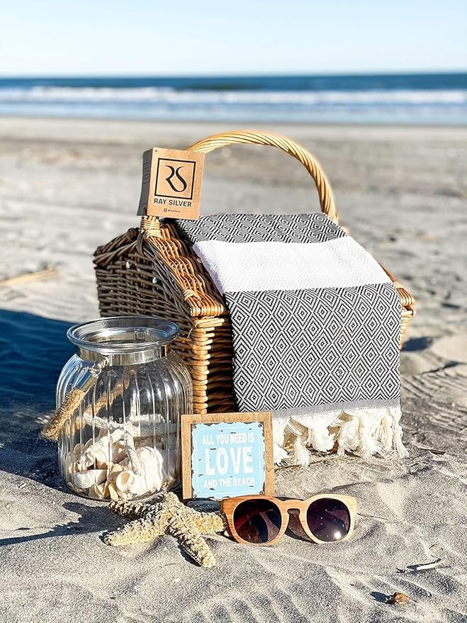 Turkish Beach Towel Oversized Clearance XL 40x71- Sand Free - 100% Cotton Soft Quick Dry - Extra Large Blanket Travel and Pool Towels for Adults- Cloud Sandproof, Beach Essentials for Women
