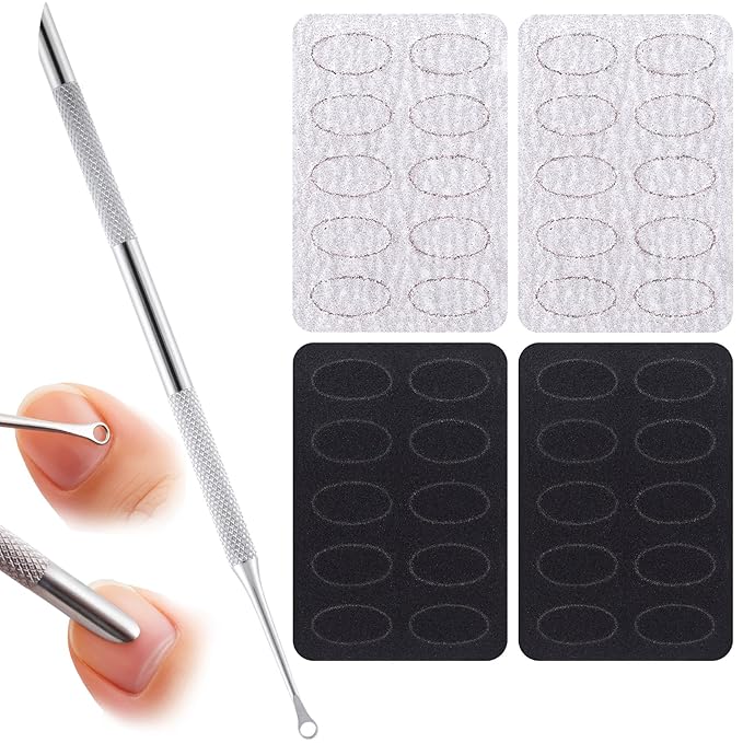 PAGOW Dual Ended Cuticle Pusher Tool Set, Stainless Steel Nail Cuticle Pusher with 100#/240# Grit Sandpaper Sheets, Pre-treatment Cuticle Scraper Manicure Tools for Nail Art, Nail Care - 1pcs