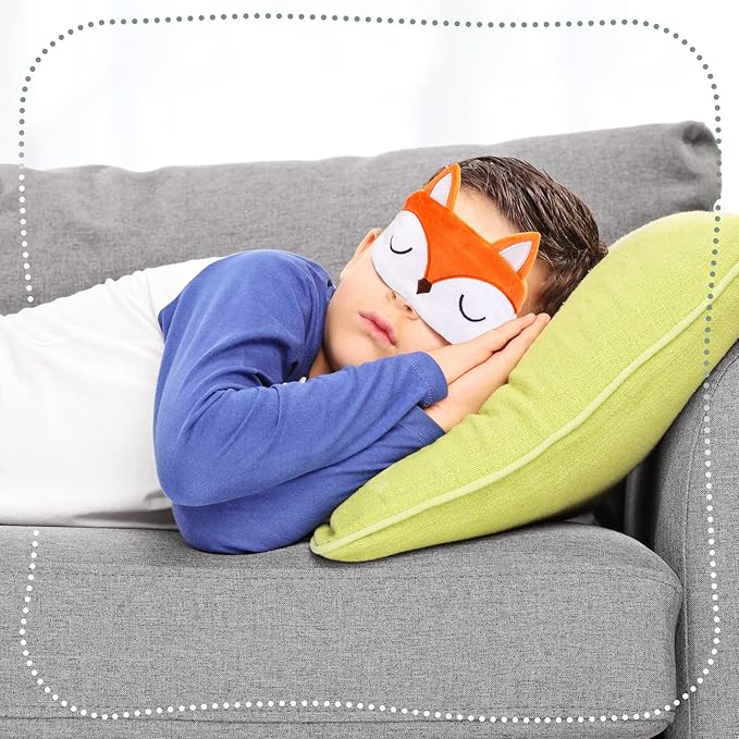 Haysandy 3 Pieces Sleep Mask for Kids Girls Cute Cat Sleeping Eye Cover Soft Mask Comfortable Funny Animal Night Eye Blindfold Cover for Kids Girls Women Home Travel(Dog, Fox)