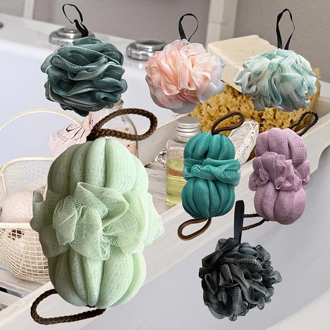 Large 85g Green Bath Loofah Sponge Loofa Luffas Shower Puff Pouf Ball Exfoliating Body Back Scrubber for Men&Women