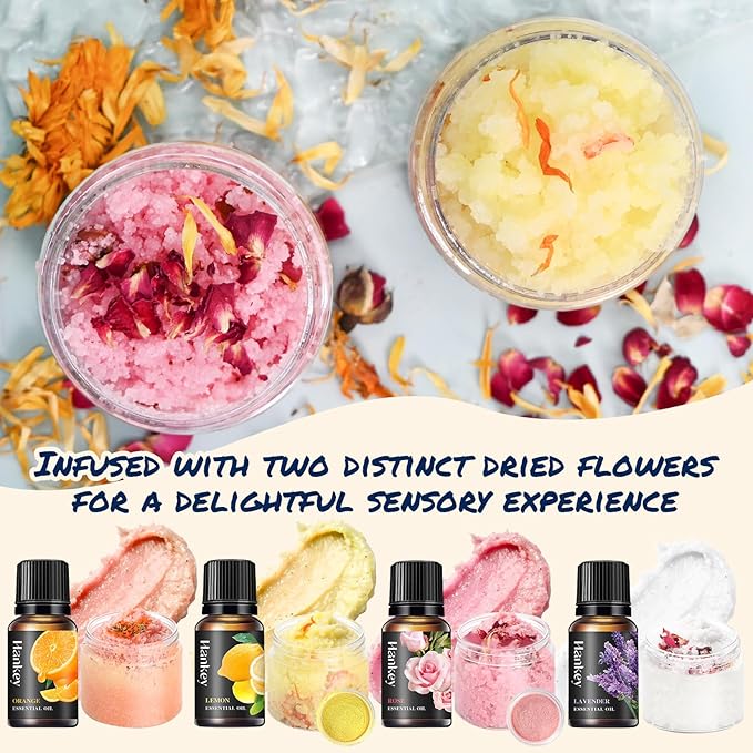 TSVATE Body Scrub Making Kit- Make Your Own Salt Body Scrub, Salt Scrub for Body with Almond Oil, Moisturizing and Exfoliating Dry Skin Hand Foot, DIY Organic Body Care Gifts For Women & Men