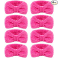 CIEHER 8 Pcs Spa Headbands for Women, Teen Girls - Bachelorette Party Favors, Birthday Gifts, Hot Pink Makeup and Face Wash Headbands