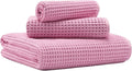 MICROFI Microfiber Waffle Bath Towels, 3 Pieces, Oversized, Soft, Absorbent, Fast Drying, Lint Free, Includes Bath, Face and Hand Towels 430 GSM