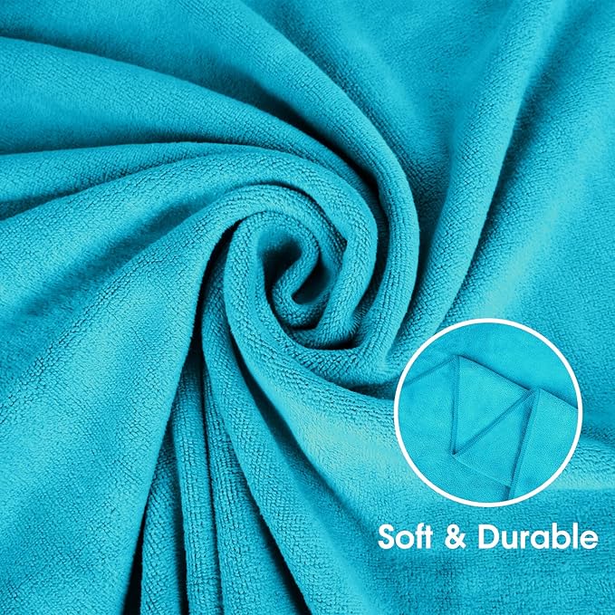 JML Large Microfiber Bath Towels Set of 6, 30" x 60", Oversized, Soft, Super Absortbent, Fast Drying Bathroom Towel for Sauna, Salon, Sport, Fitness, Yoga, Teal