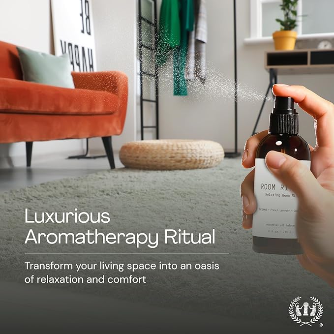 Muse Apothecary Room Ritual - Aromatic and Relaxing Room Mist, Infused with Natural Essential Oils - 4oz, Bergamot + French Lavender + Sandalwood - 2 Pack