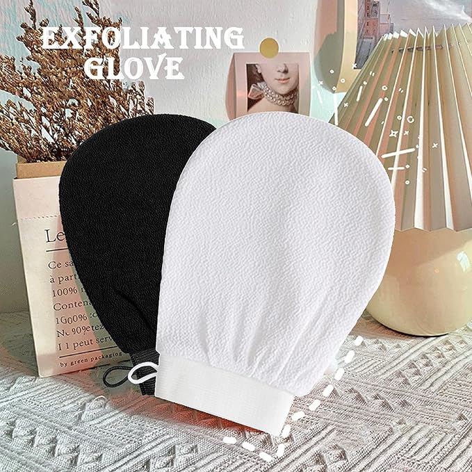 Exfoliating Mitt for Body Scrub Exfoliator Glove Revive Glow Keesa Exfoliating Glove Exfoliate Bath Korean Deep Exfoliating Gloves for Shower Dead Skin Remover Scrubber Exfoliation 1pcs White