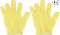 2 Pcs Shower Gloves, Exfoliating Gloves, Exfoliating Mitt, Exfoliating Body Scrub, Loofah Bath Gloves for Men, Women (Yellow, 2)