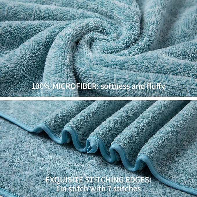 Ultra Soft Bath Towel Set,12 Piece (4 Bath Towels,4 Hand Towels,4 Washcloths) Family Bathroom Towels Set with Hanging Loop,Quick Dry Extra Absorbent Shower Towel for Bathroom,Hotel,Spa-Turquoise