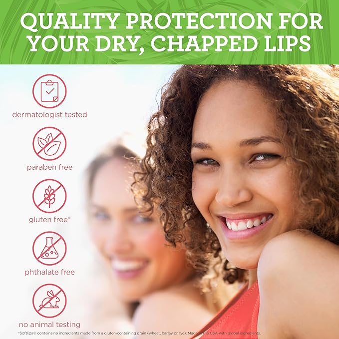 Softlips Daily Lip Moisturizer For Very Dry Lips, Tropical Flavored Lip Balms, Hydrates, Soothes & Prevents Dry, Chapped Lips, Smooth Glide Formula, Dermatologist Tested, Pack of 6 Chap Sticks