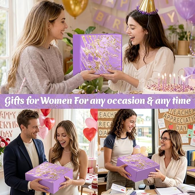 Birthday Gifts for Women, Mothers Day Gifts for Mom, Wife, Her, Friend, Teacher, Nurses, Coworker, Self Care Spa Baskets Set, Thank You Gift for Women Purple