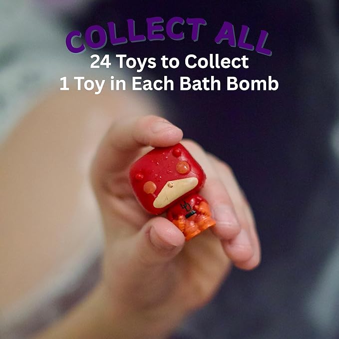 EvolutionUSA 1pc Red Epic Superhero Bath Bombs for Kids – Super Hero Bath Bomb with Toy Inside, Lush Children Bathbomb Easter, Organic Bathbomb with Surprise Inside, Superhero Bath Fizzer Valentines
