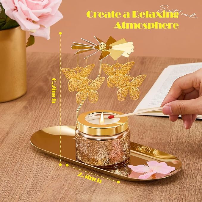Mothers Day Gifts for Mom from Daughter, Butterfly Candle Gifts for Women, Grandma, Birthday Gift for Woman Friend, Rotating Scented Candles for Home Decor, Funny Birthday Presents for Girlfried Wife