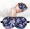 Kids Silk Sleep Mask: 100% Mulberry Silk Eye Mask with Adjustable Strap, Soft Blackout Boys Girls Sleeping Mask, Cute Printed Blindfold for Travel/School/Bed, Gift for Ages 5–15 (Alien Style)