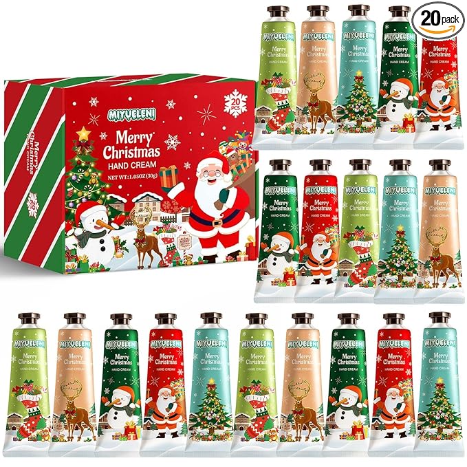 20 Pack Christmas Hand Lotion Gifts Set，Moisturizing Hand Cream for Women, Mini Travel Size Holiday Gifts, Stocking Stuffers & Bulk Gifts for Christmas Appreciation 30ml