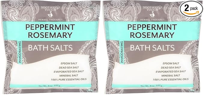 Soothing Touch Bath Salts Pouch, Peppermint Rosemary, 8 Ounce (Pack of 2)