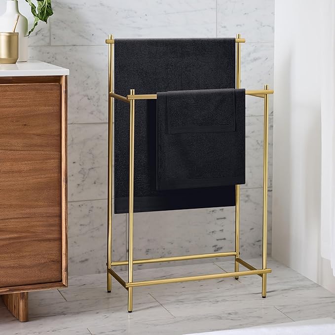Ultra Soft 3 Pack Cotton Towel Set, Contains a Bath Towels 28x55 inch, a Hand Towels 16x24 inch & a Wash Coths 12x12 inch, Ideal Everyday use, Compact & Lightweight - Black, Medium