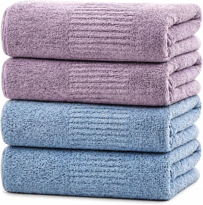 SEISSO 2 Pack Extra Large Bath Towels 63"x35", Bath Sheets for Sensitive Skin 70% Polyester 30% Viscose Fiber from Bamboo, Super Soft, Highly Absorbent & Quick Dry, Oversized Shower Towels