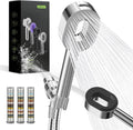 Hibbent Filtered Showerhead with handheld, High Pressure 5 Sprays Shower Head, Anti-clog Nozzles, Brass Holder & 71" Metal Hose, 3 Water Softener Filter Remove Chlorine, Reduce Dry Itchy Skin, Chrome