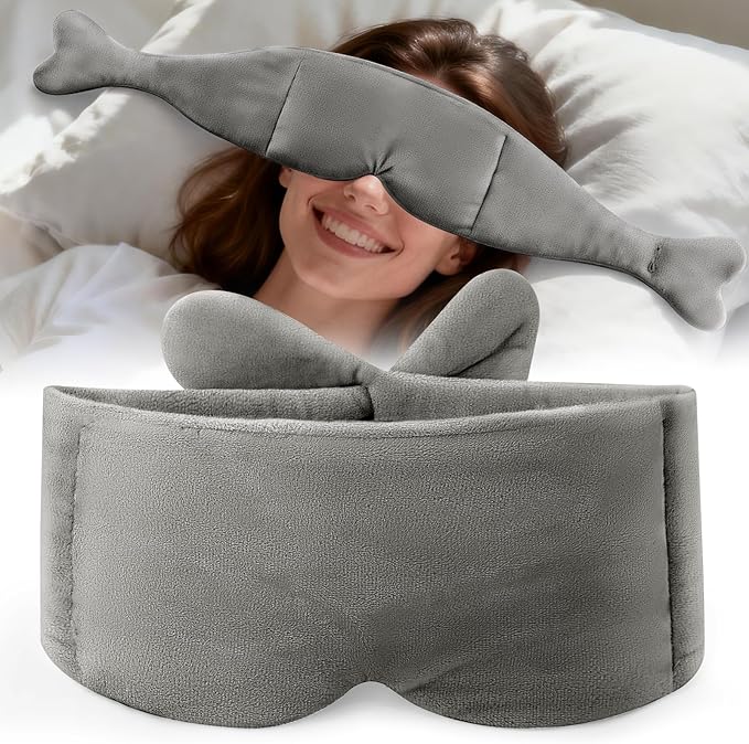 Weighted Eye Mask for Sleeping, Soft Minky Sleep Mask for Side Sleeper with Adjustable Buckle, 100% Blockout Design, Ideal for Meditation, Relaxation and Travel, Includes Storage Pouch (Gray)