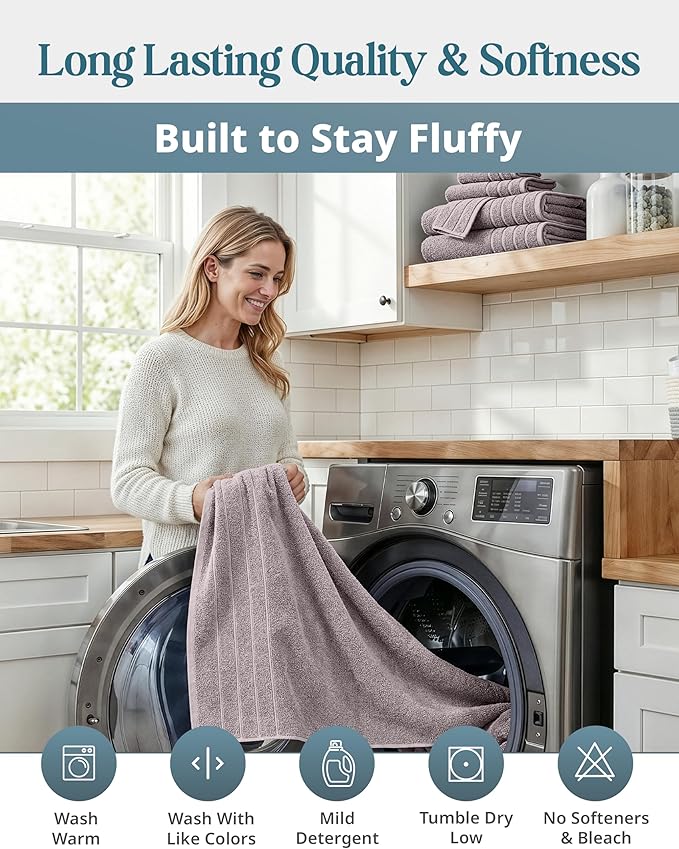 Casa Platino 100% Ringspun Cotton Bath Towel Set - 18 Pcs - Very Soft, Quick Drying & Highly Absorbent - 6 Bath, 6 Wash Cloth, 6 Hand Towels - Ideal for Guests & Perfect for Your Bathroom - Platinum