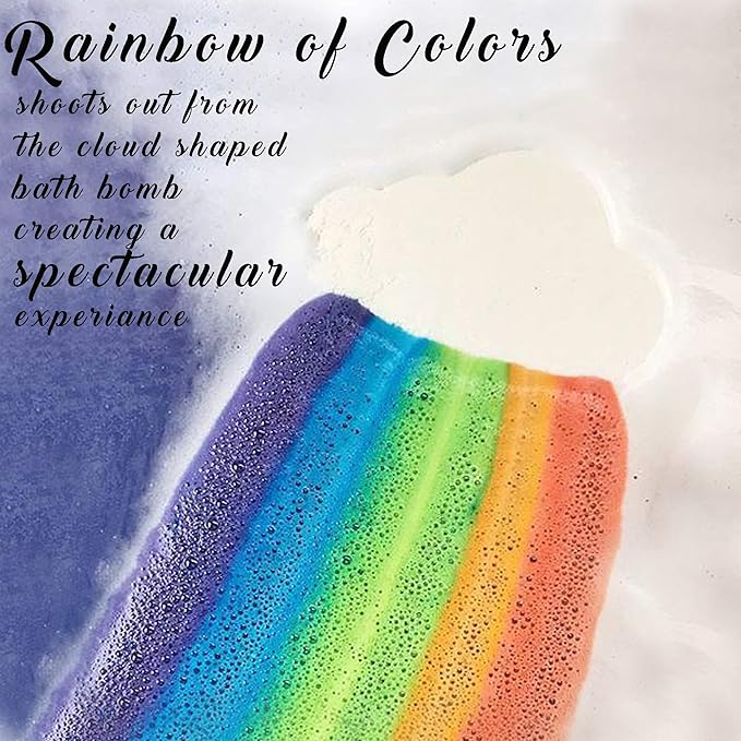Bath Bombs - Organic Magic Rainbow Bubble Bath Bombs w/Moisturizing Shea Butter and Natural Oils, 4 Large Unicorn Cloud BathBombs, Birthday Gift for Her, Mothers Day Gift for Mom, Wife, Girlfriend