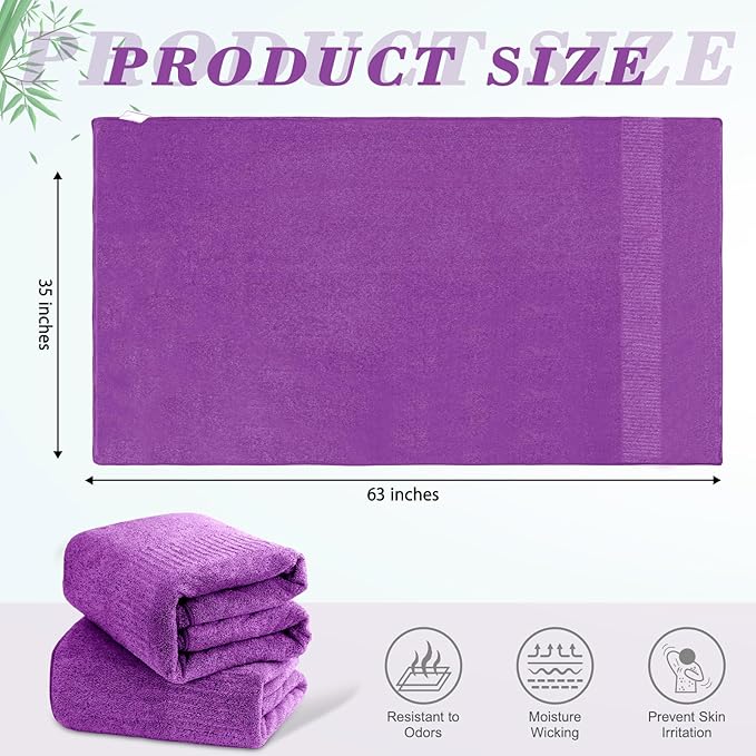 SEISSO Bath Towels, Extra Absorbent & Quick Drying Lightweight Fiber Towels, Premium Big Soft Bath Towel for Fitness, Spa, Sports Towels, Yoga Towel, Dark Purple(4 Pack)