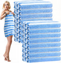 SmoothNovelty 16 Pack Microfiber Bath Towels Bulk 27'' x 60'' Oversized Size Bath Towel Highly Absorbent Extra Large Soft Drying for Beach Shower Summer Salon Sport Gym Party (Wide Stripes,Blue)