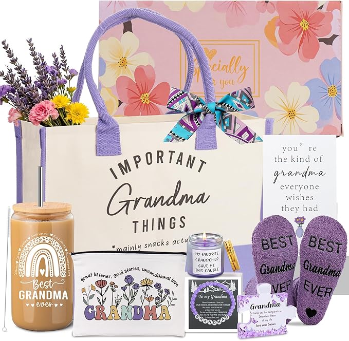 Grandma Gifts for Mothers Day, Mothers Day Grandma Gift Basket from Granddaughter Grandson Grandchildren Grandkids, Mother Days Gifts for Grandmother, Grandmother Gift for Birthday, Grandmas Presents