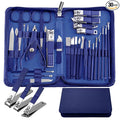 Manicure Set 30-Piece WOAMA Nail Clippers Pedicure Kit Manicure Kit Professional Nail Kit for Toenail Fingernail Facial Care - Blue