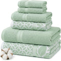 Modern Threads Botanical Vine 6-Piece 100% Cotton Towel Set – Reversible Yarn Dyed Jacquard – Includes 2 Bath Towels, 2 Hand Towels, 2 Washcloths – Absorbent, Quick Dry, Soft & Durable – Sage Green