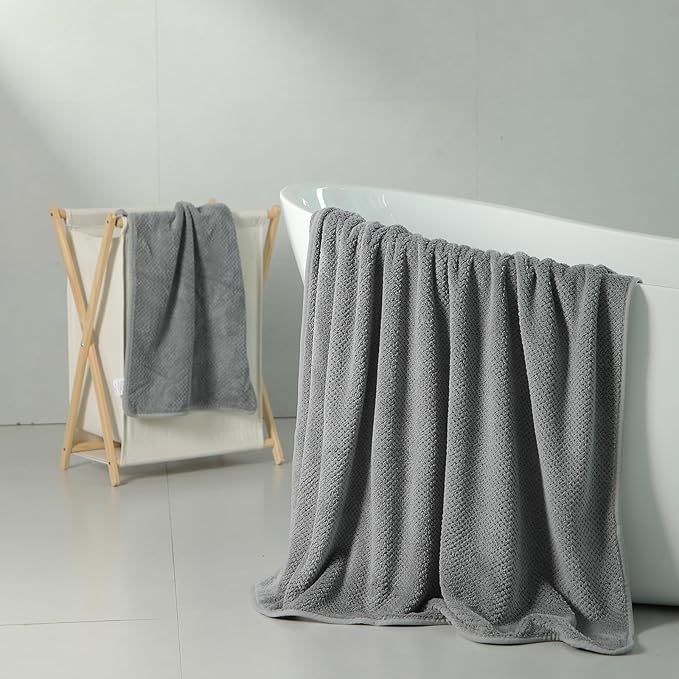 2 Pack 40"x 80" Extra Large Bath Towel Sheet Set, Oversized Bath Sheet Towels for Adults Soft Highly Absorbent Quick Dry Towels Set for Bathroom Hotel Spa Gray